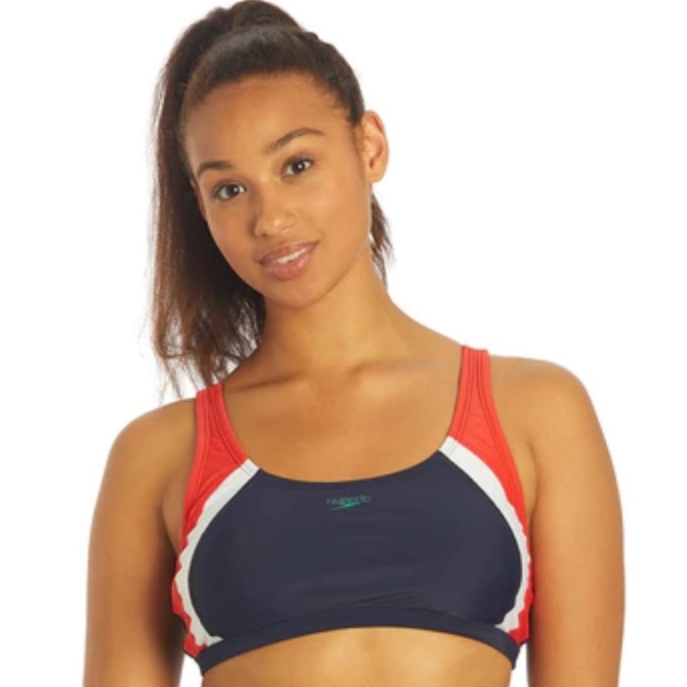 Speedo Women's Quantum Fusion Bikini Top in Red/White/Blue